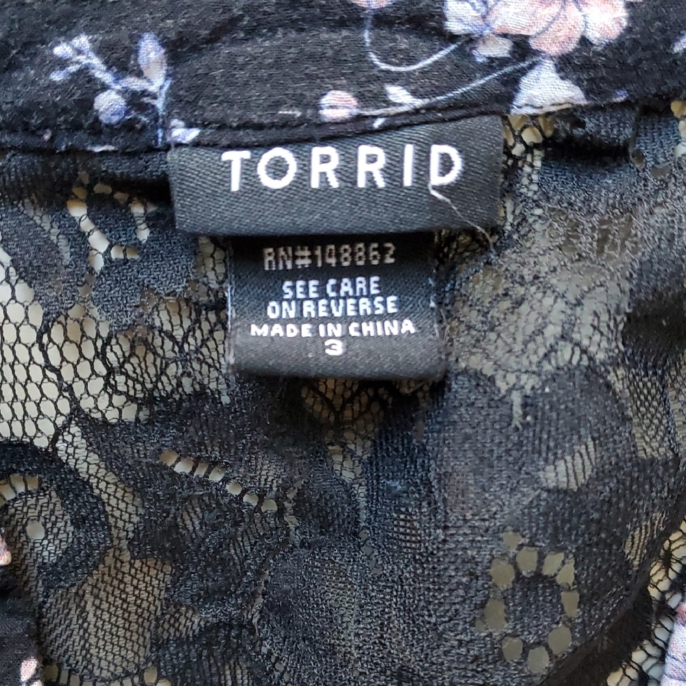 Torrid Black Floral Blouse - Picture 2 of 2